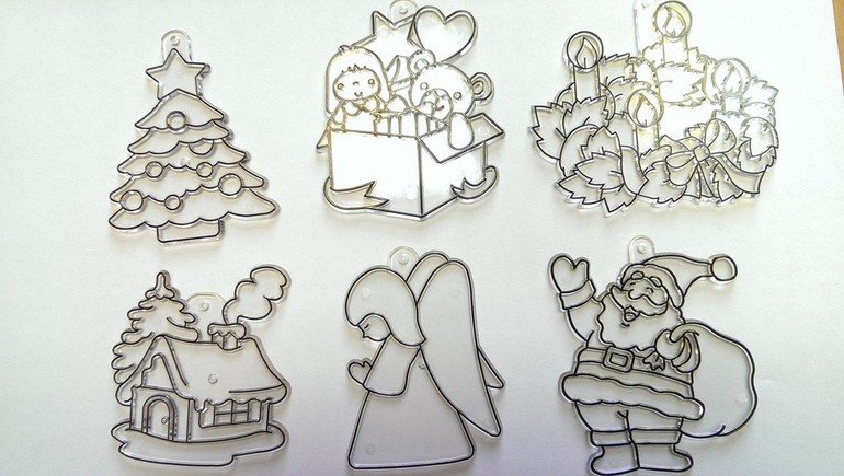 Новогодний витраж рисунок