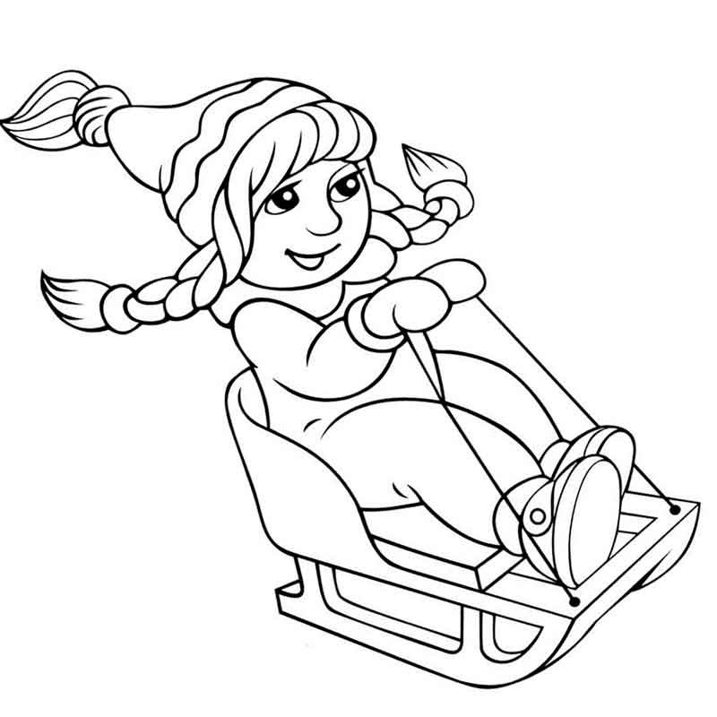 Сани раскраска для детей