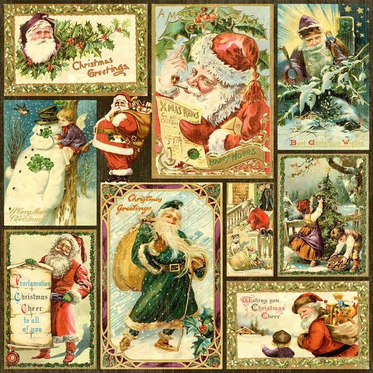 Новогодние открытки в стиле ретро