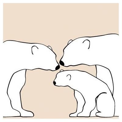 Трафарет белого медведя и медвежонка