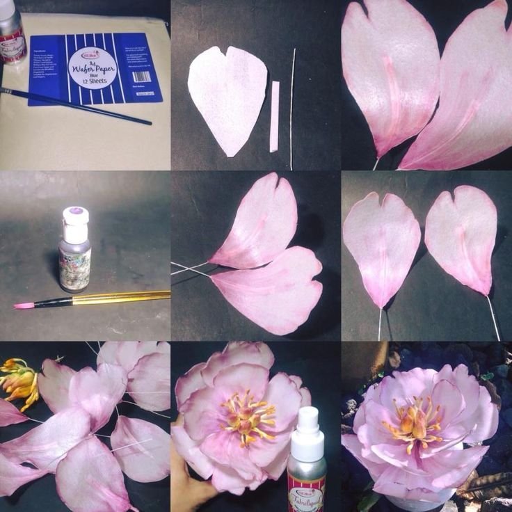 Цветы из вафельной бумаги для торта