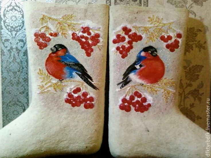 Роспись валенок акриловыми красками