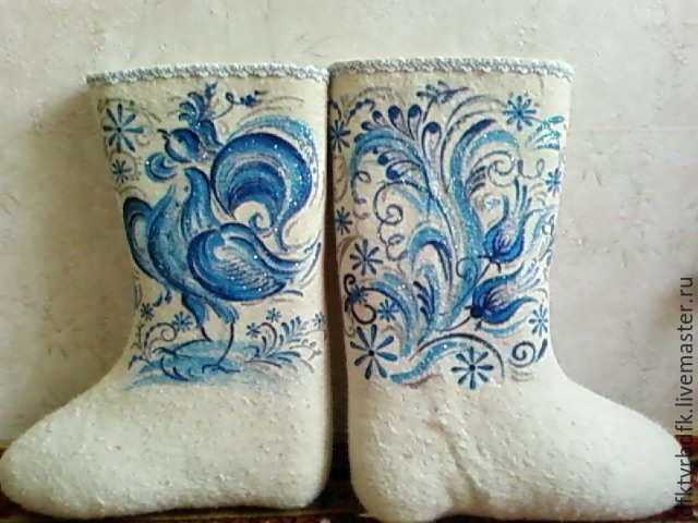 Роспись валенок акриловыми красками