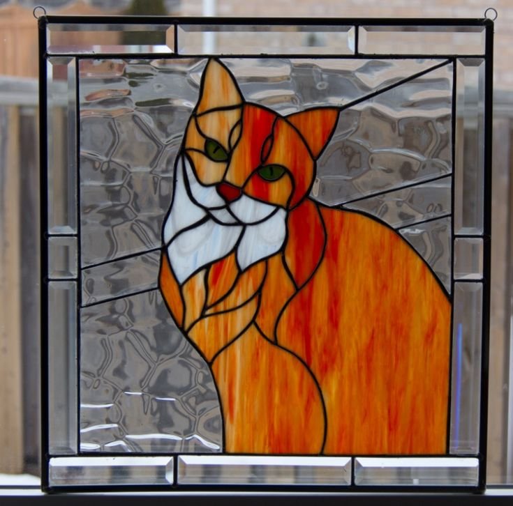 Витраж рисунок кошка
