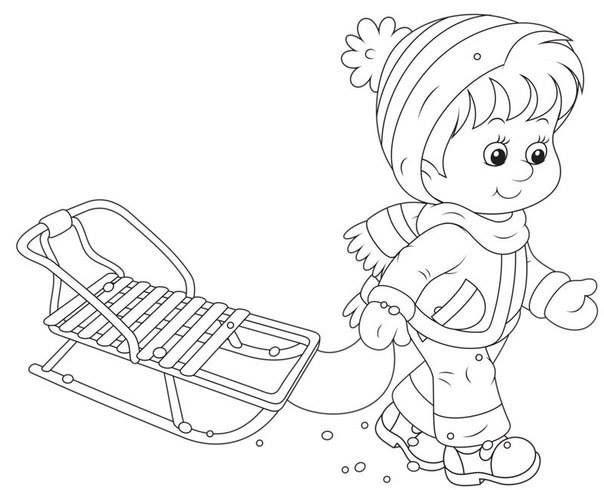 Санки раскраска