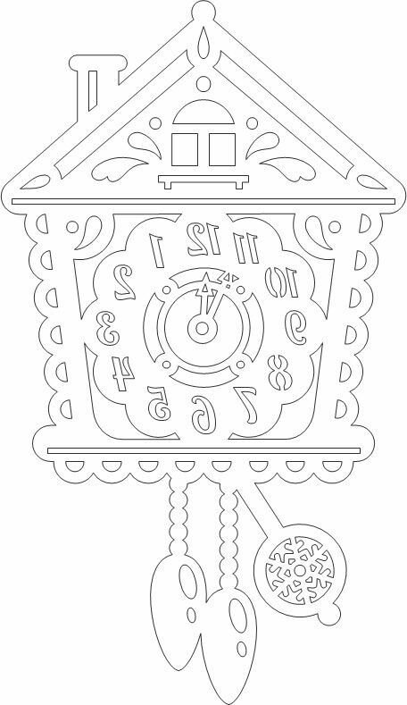 Часы с кукушкой трафарет на окно