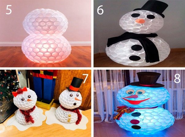 Снеговик из стаканчиков одноразовых