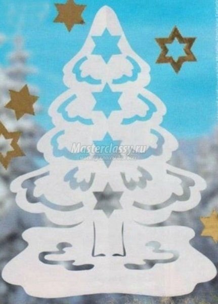 Окна на новый год в детском саду ёлочка