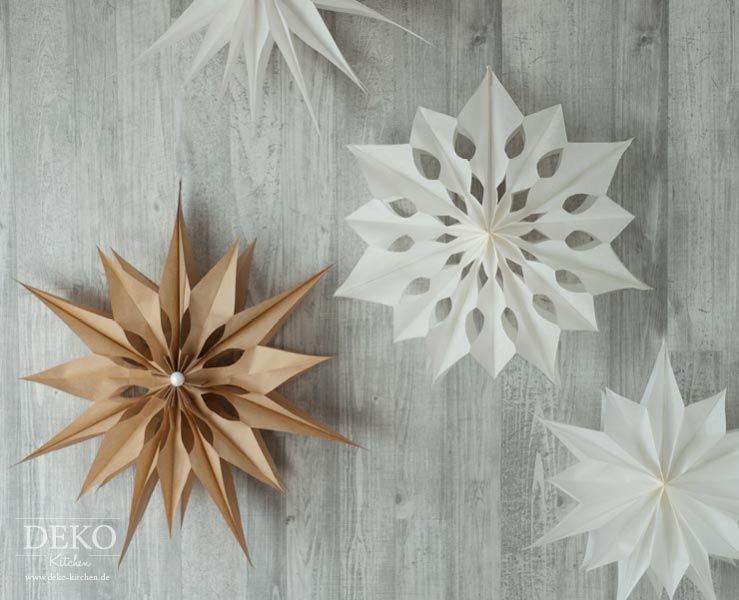 Снежинки из крафт бумаги объёмные