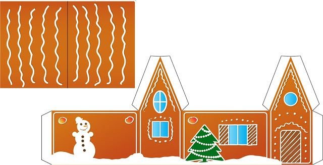 Домик цветной зимний для вырезки