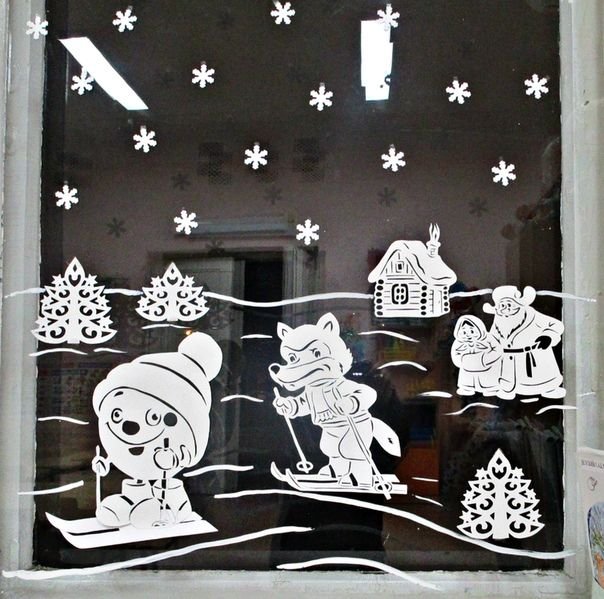 Трафарет на окно сюжет