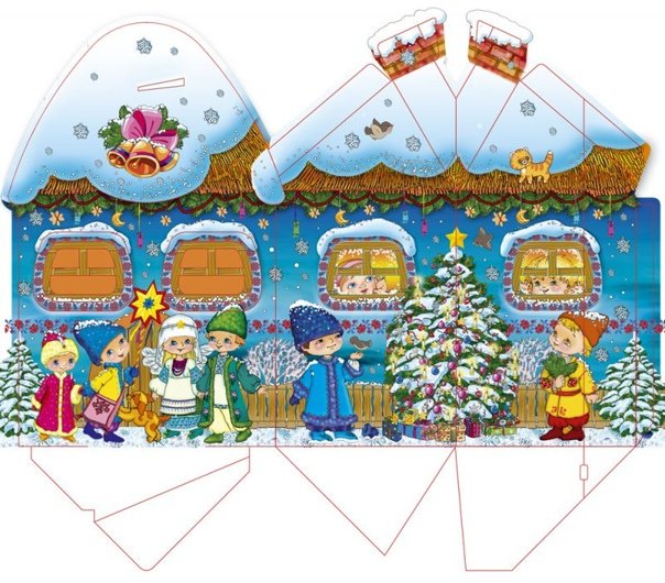 Развертка домик новый год