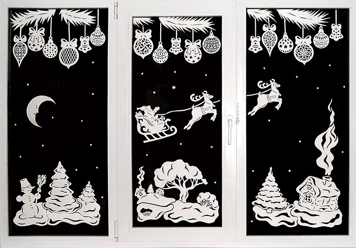 Новогоднее украшения на окна