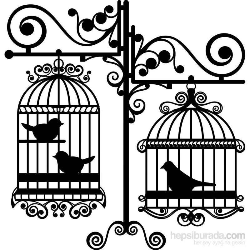 Птица в клетке силуэт