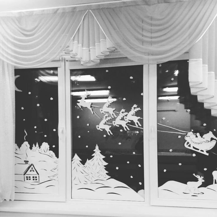 Новогоднее украшение на большие окна