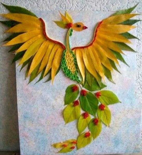 Жар птица поделка из листьев