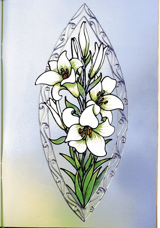 Витражная роспись цветы