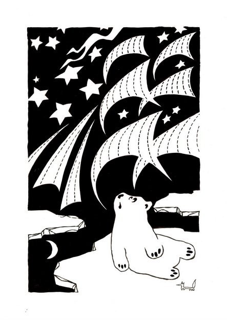 Трафарет Умка с мамой на окно