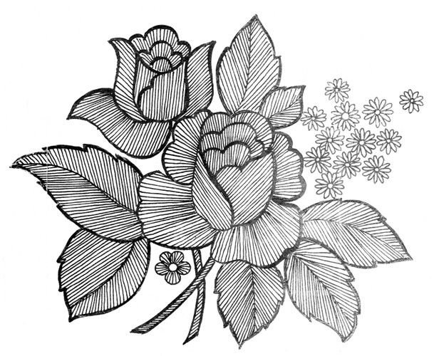 Рисунки цветов для вышивки гладью