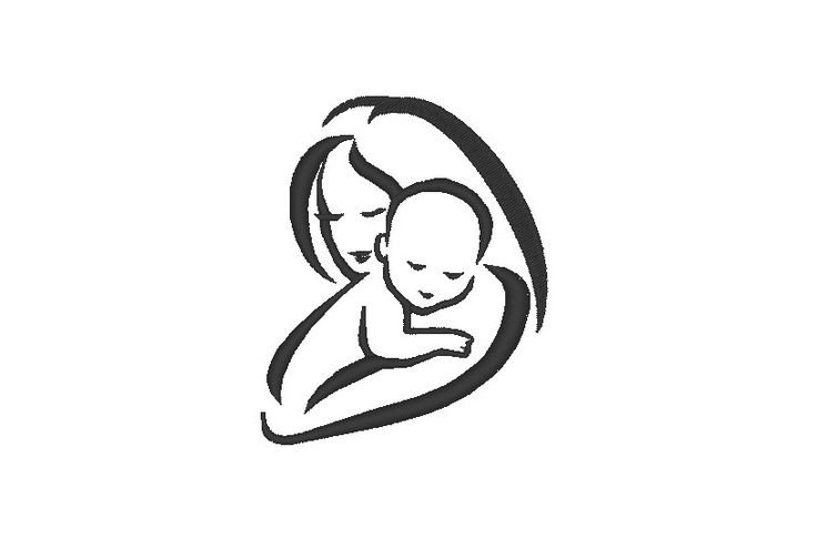 Трафарет мама с ребенком