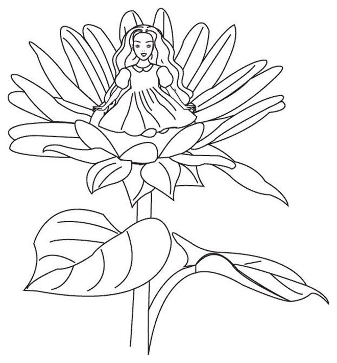 Дюймовочка раскраска