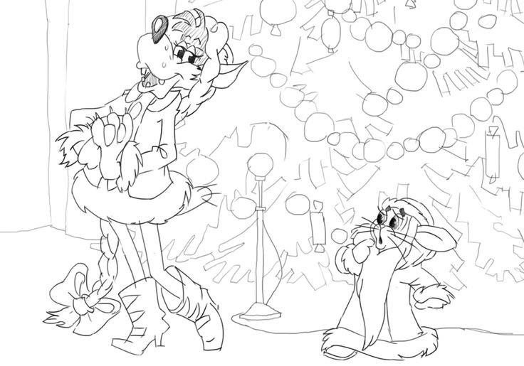 Раскраска ну погоди Новогодняя