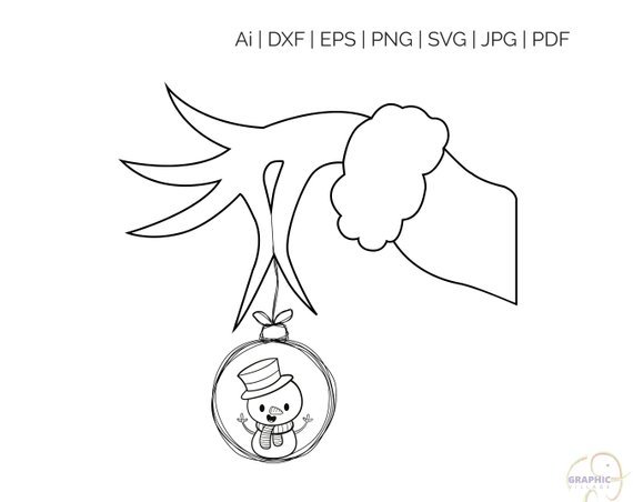 Трафарет руки Гринча с шариком