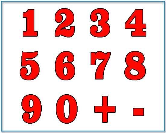 Карточки с цифрами и знаками