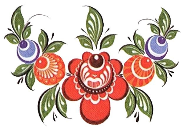 Городецкая роспись орнаментальная полоса