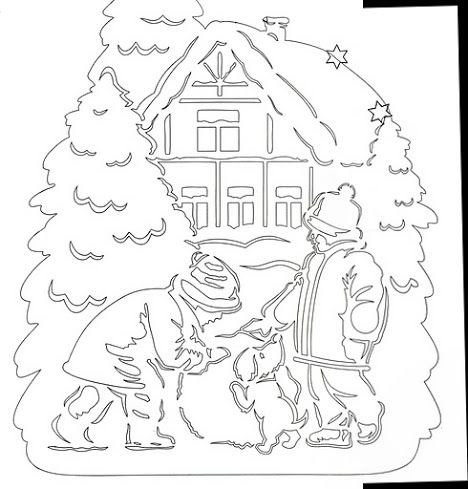 Зимние вытынанки на окна