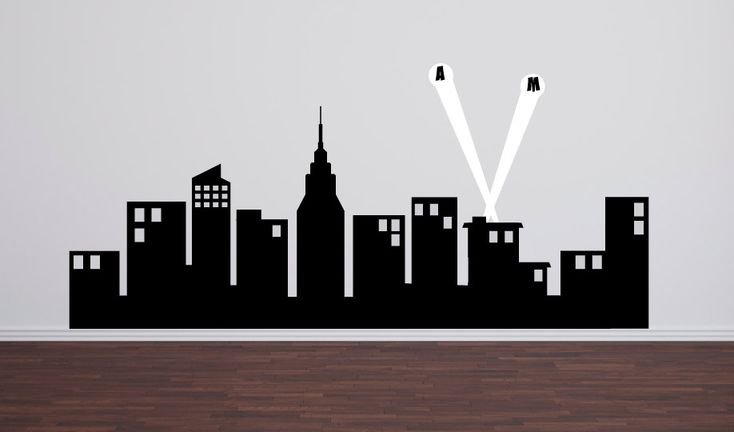 Трафарет города на стену