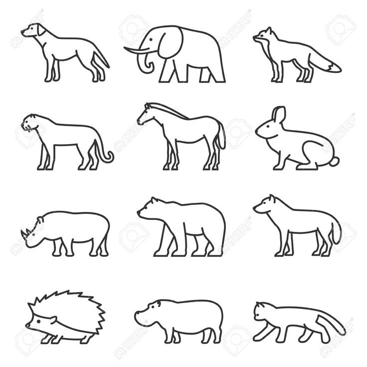 Силуэты домашних и диких животных