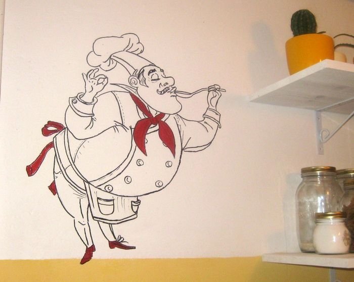 Роспись стен на кухне