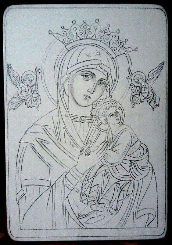 Владимирская икона Божией матери прорись