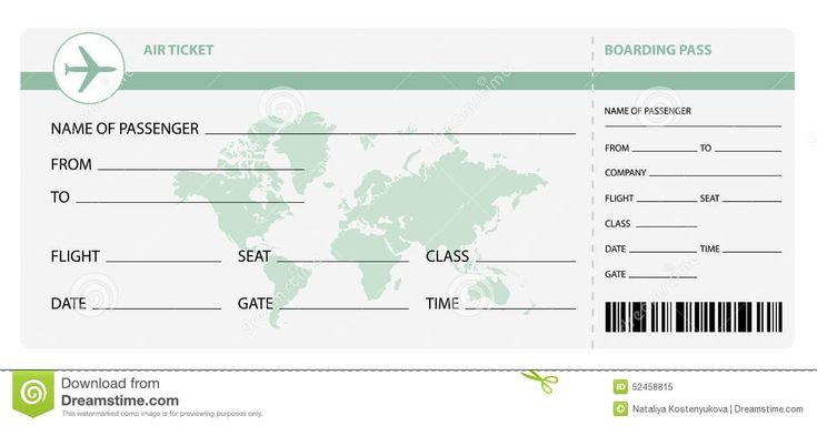 Макет билета на самолет