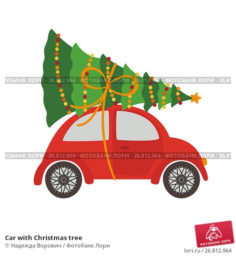 Машинка с елкой трафарет