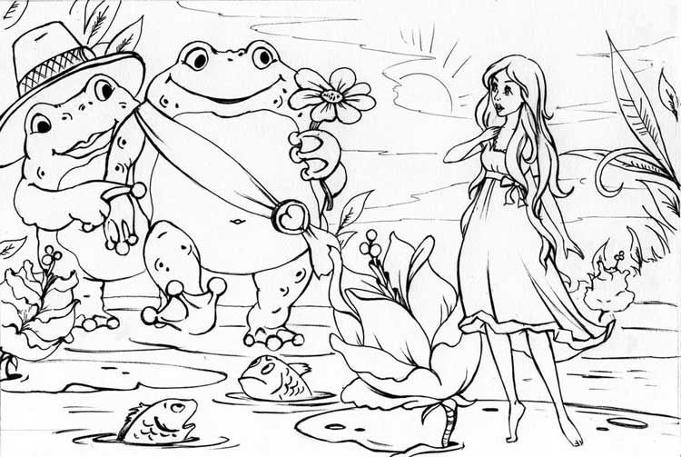 Дюймовочка раскраска