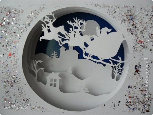 Зимнее панно в технике бумажный туннель