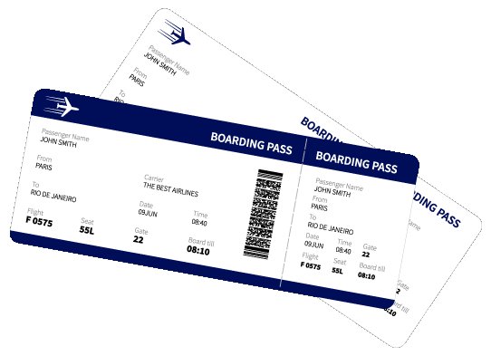 Авиабилеты на прозрачном фоне