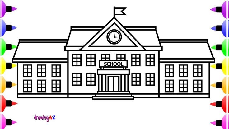 Здание школы рисунок