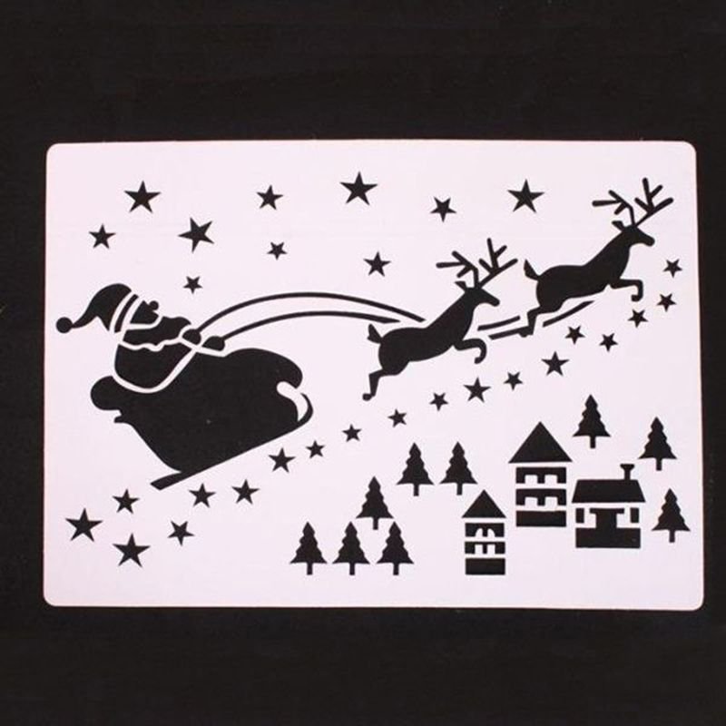 Новогодние трафареты на окна для искусственного снега