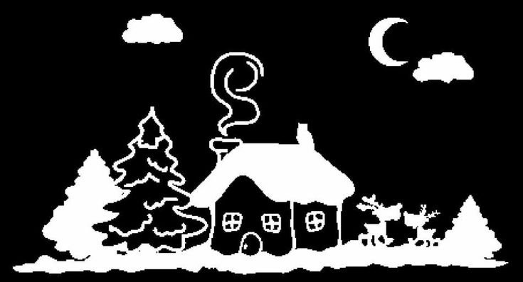 Трафареты домики на новый год для вырезания на окно