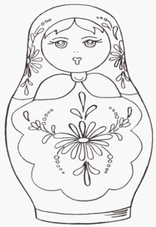 Матрешка раскраска для детей