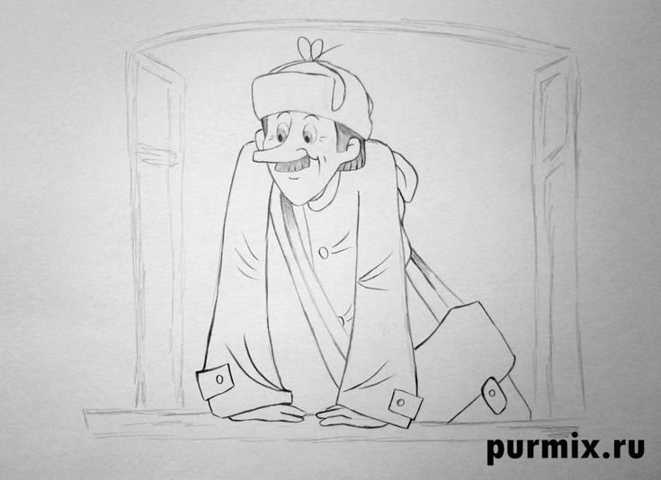 Раскраска Простоквашино Печкин