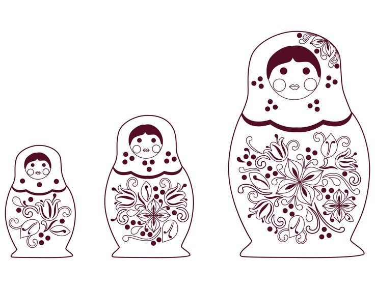 Матрешка Гжель разукрашка