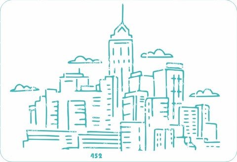 Трафарет города на побережье