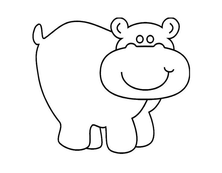 Бегемот раскраска для детей