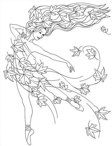 Раскраска девушка осень