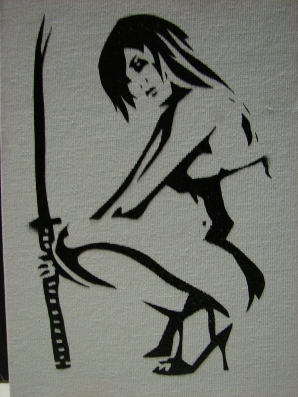 Трафареты для граффити с самураем