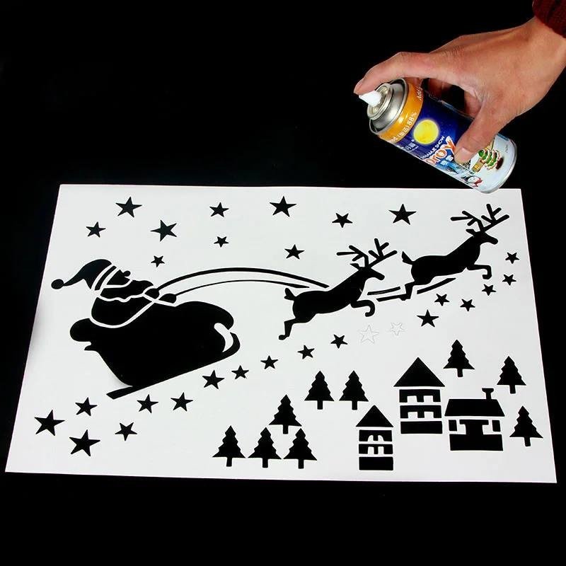 Трафареты для искусственного снега на окна